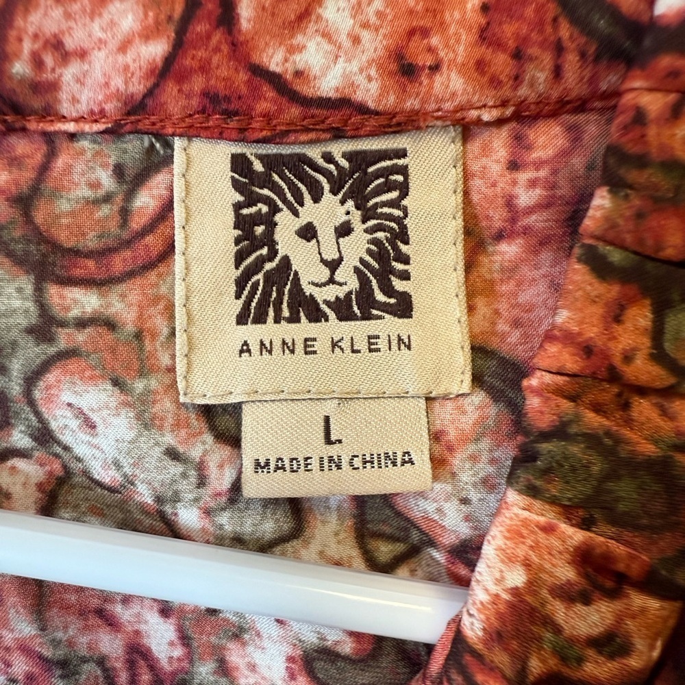 Anne Klein Sleeveless Pink And Brown Abstract Print Blouse Women’s Size Large - Picture 7 of 8